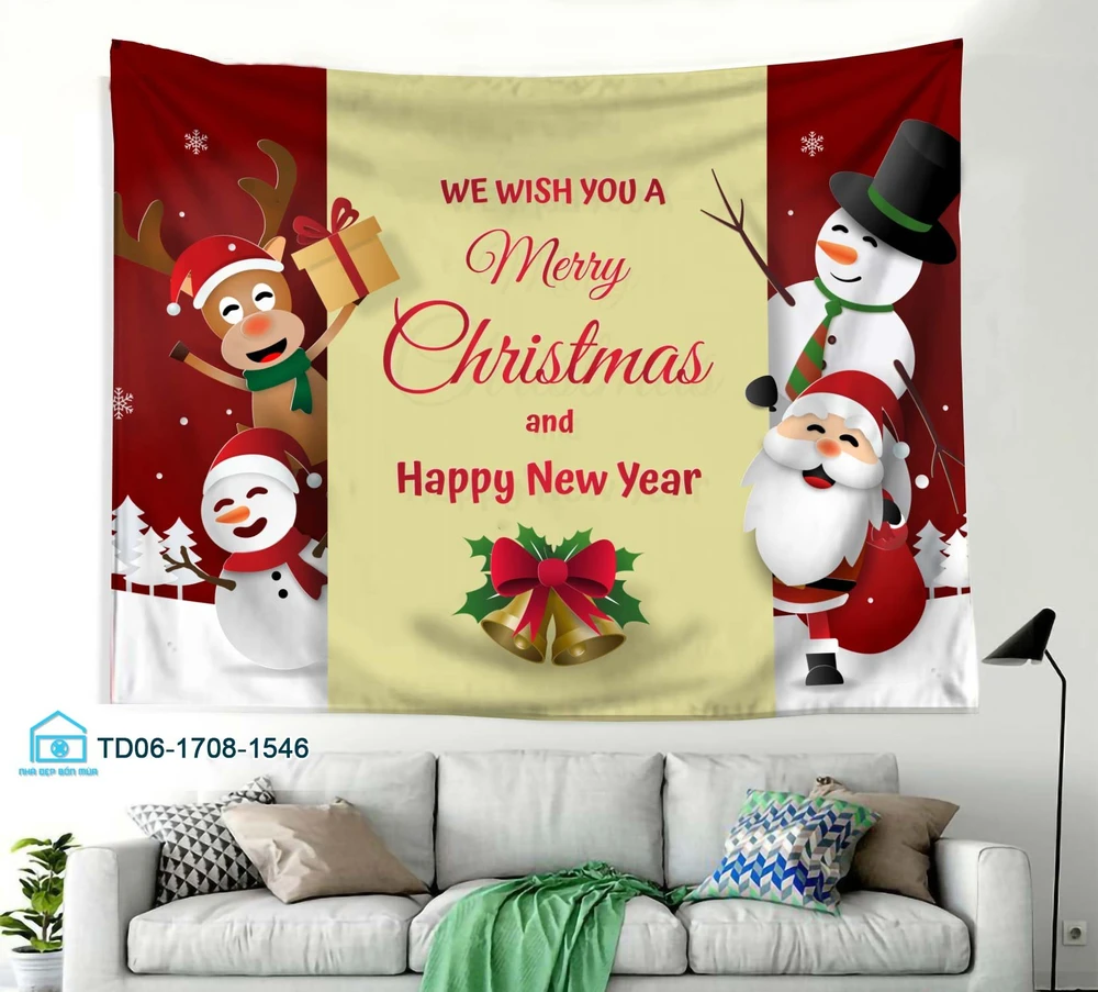 Tranh Vải Treo Tường Trang Trí Noel Người Tuyết