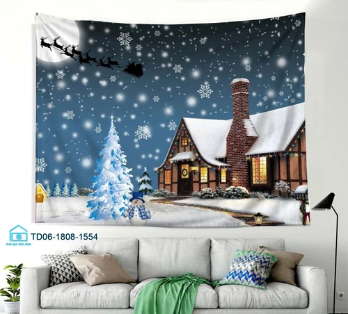 Tranh Vải Treo Tường Trang Trí Noel Nhà Tuyết
