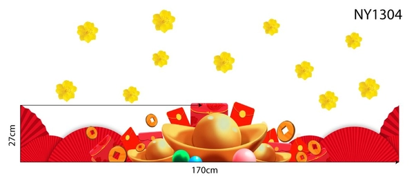 Decal Trang Trí Tết Chân Tường Tiền Vàng Mẫu 2