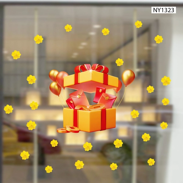 Decal Trang Trí Tết Hộp Quà Lì Xì Đỏ