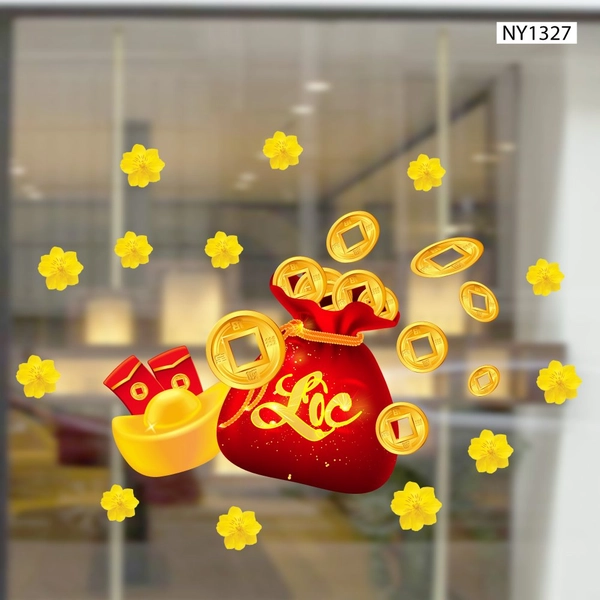 Decal Trang Trí Tết Túi Tiền Vàng Tài Lộc Mẫu 5