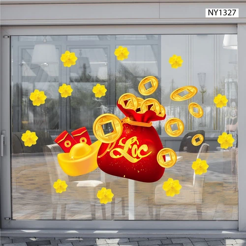 Decal Trang Trí Tết Túi Tiền Vàng Tài Lộc Mẫu 5
