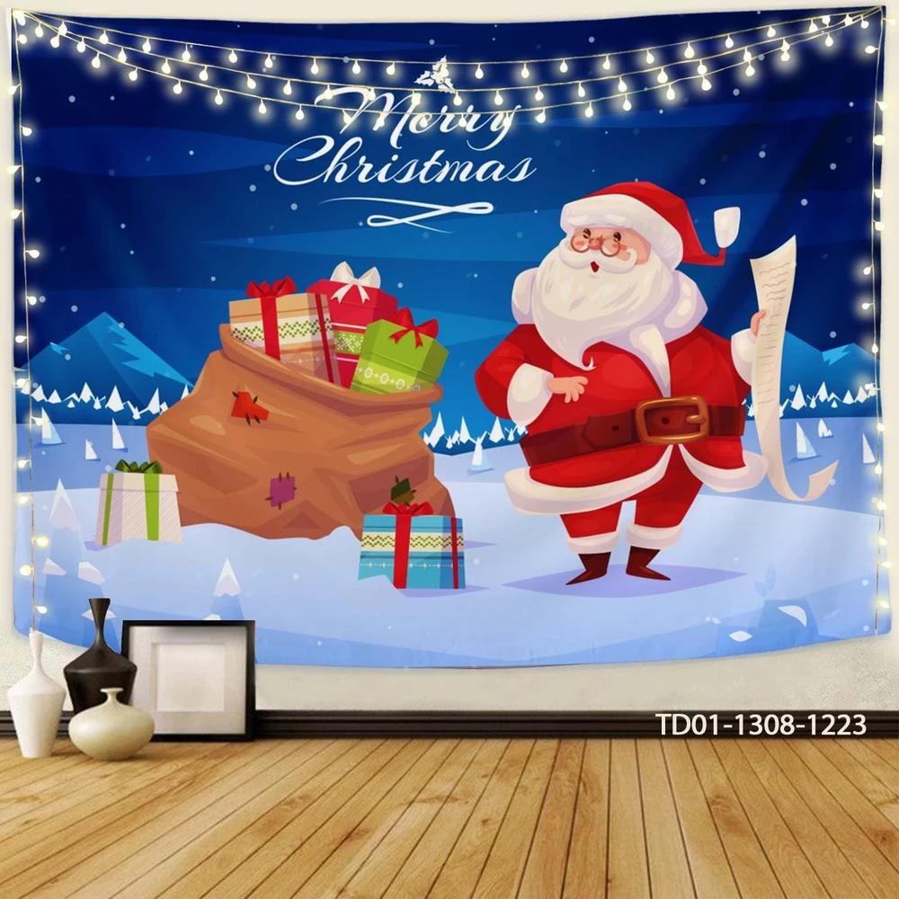 Tranh Vải Treo Tường Trang Trí Ông Già Noel Tặng Quà Mẫu 2