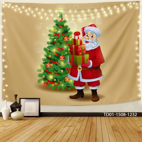 Tranh Vải Treo Tường Trang Trí Ông Già Noel Tặng quà mẫu 5