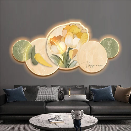 Tranh Đèn Led Tráng Gương Pha Lê nghệ thuật đơn giản 243