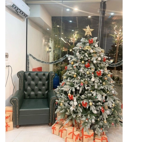 Cây thông PE cao cấp 2 loại lá phủ tuyết - cây tự động