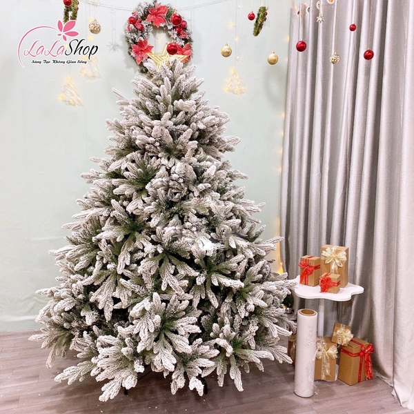 Cây thông PE cao cấp 2 loại lá phủ tuyết - cây tự động