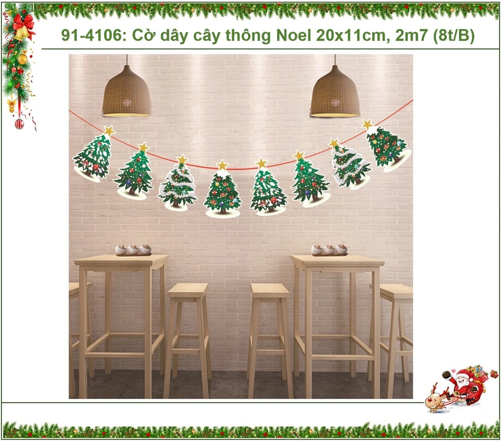 Dây treo giáng sinh hình cây thông noel dài 2m7