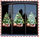 Decal tĩnh điện 2 mặt trang trí noel cây thông noel và những người bạn mẫu 2