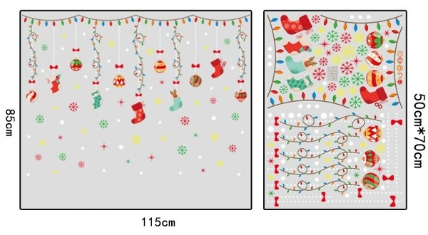 Decal tĩnh điện 2 mặt trang trí noel Dây Trea Quả Châu Và Tất