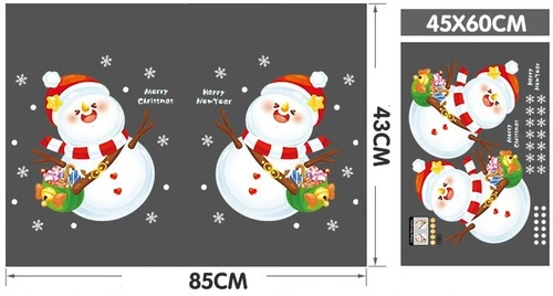 Decal tĩnh điện 2 mặt trang trí noel người tuyết vui nhộn
