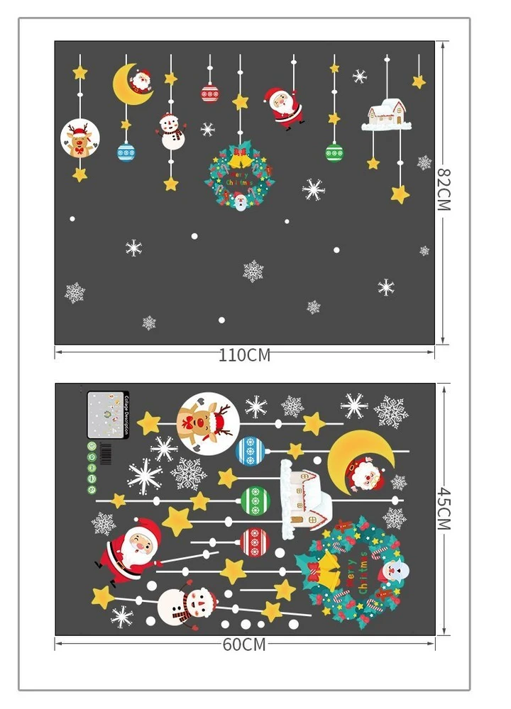 Decal trang trí noel Dây Treo Ông Già Noel Và Những Người Bạn 3