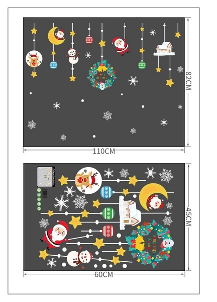 Decal trang trí noel Dây Treo Ông Già Noel Và Những Người Bạn 3