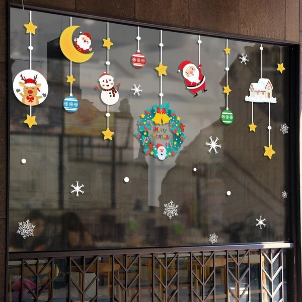 Decal trang trí noel Dây Treo Ông Già Noel Và Những Người Bạn 3