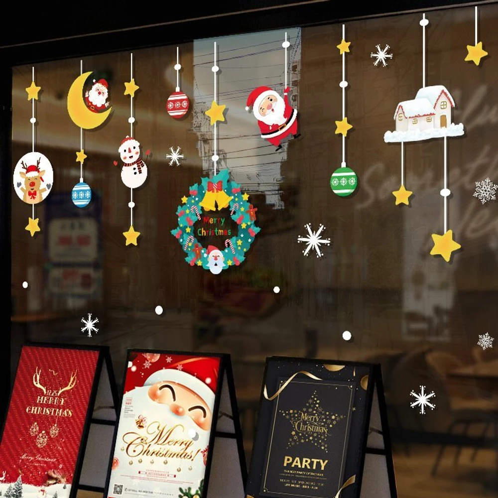 Decal trang trí noel Dây Treo Ông Già Noel Và Những Người Bạn 3