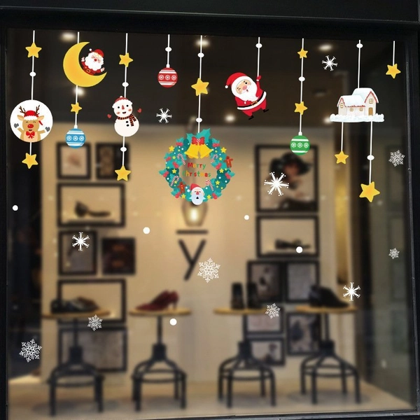 Decal trang trí noel Dây Treo Ông Già Noel Và Những Người Bạn 3