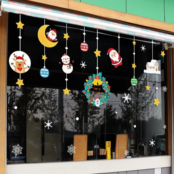 Decal trang trí noel Dây Treo Ông Già Noel Và Những Người Bạn 3