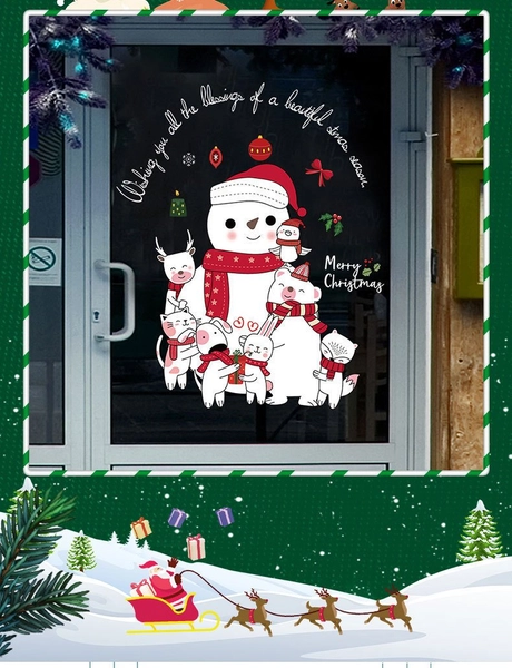 Decal trang trí noel Người Tuyết Và Những Người Bạn Bên Nhau