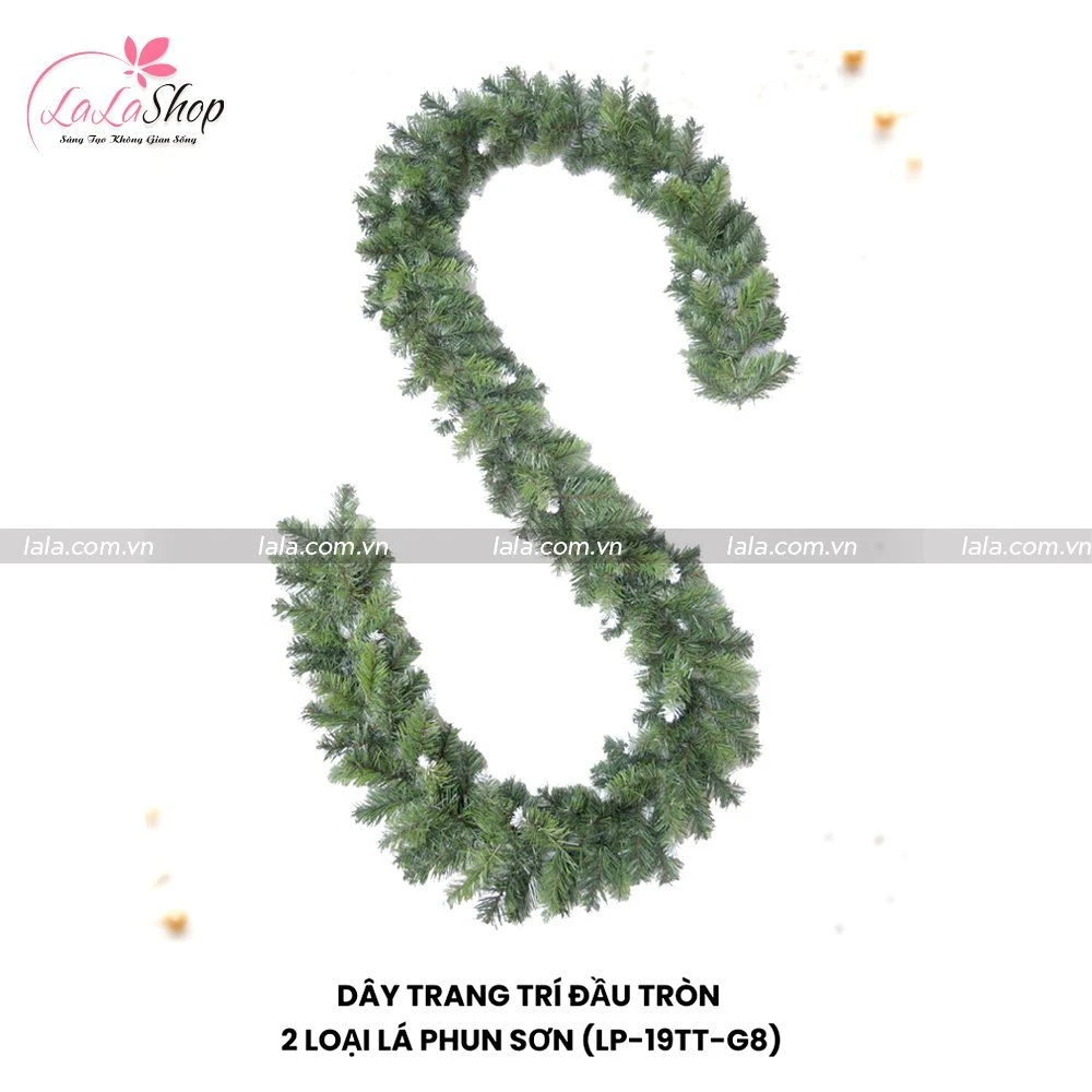 Dây Trang Trí Noel Đầu Tròn 2 Loại Lá Phun Sơn