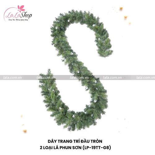 Dây Trang Trí Noel Đầu Tròn 2 Loại Lá Phun Sơn