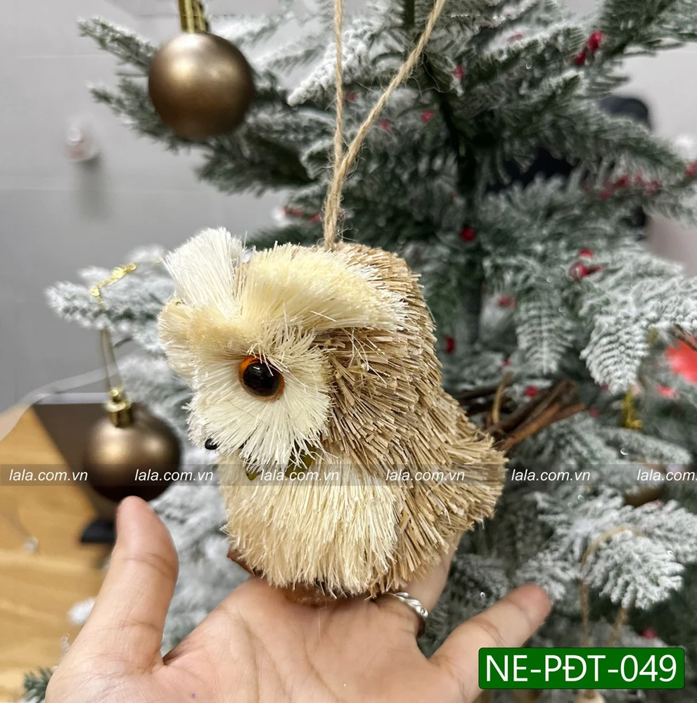 Chim cú rơm giáng sinh treo cây thông trang trí noel 049