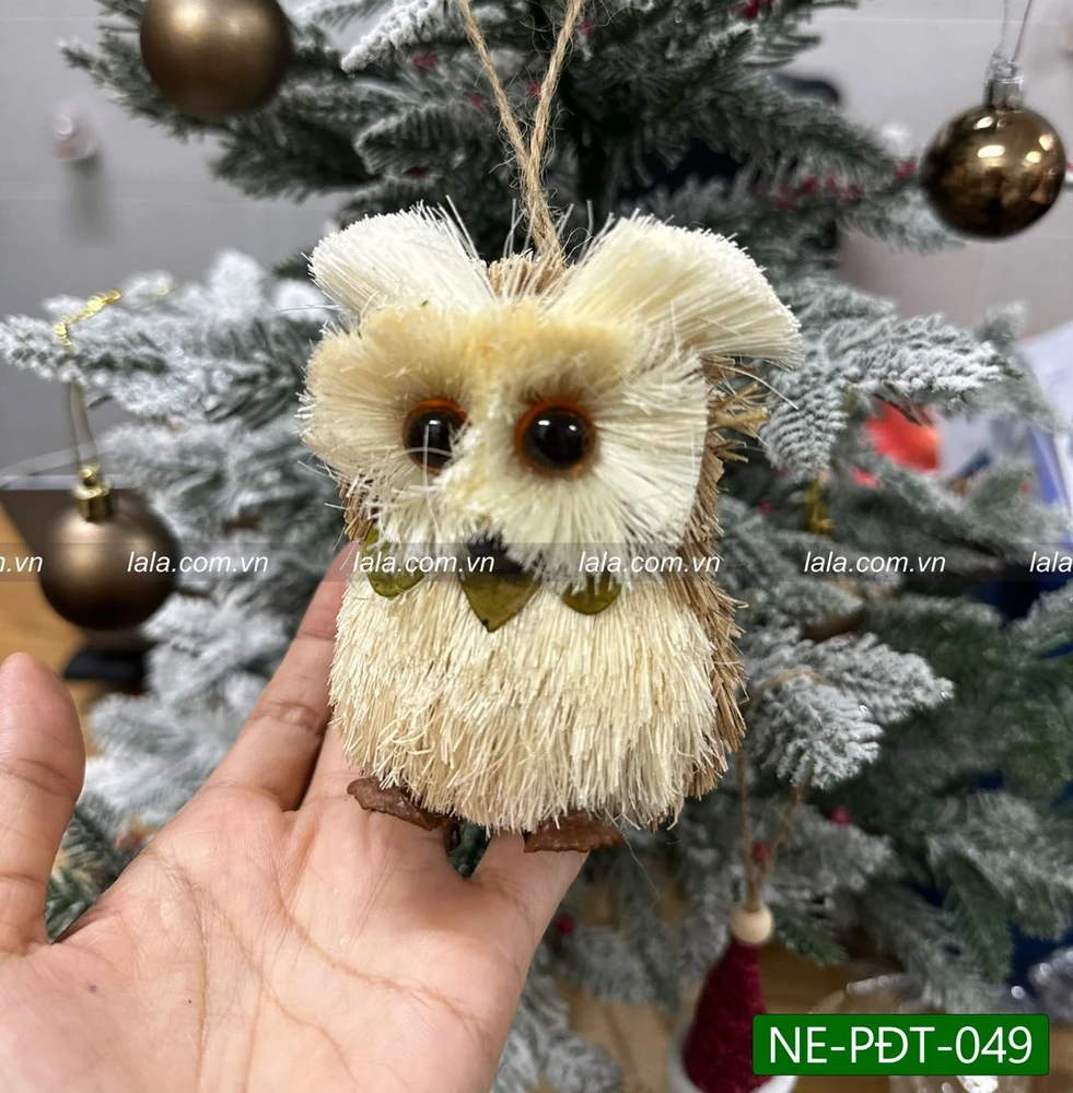 Chim cú rơm giáng sinh treo cây thông trang trí noel 049