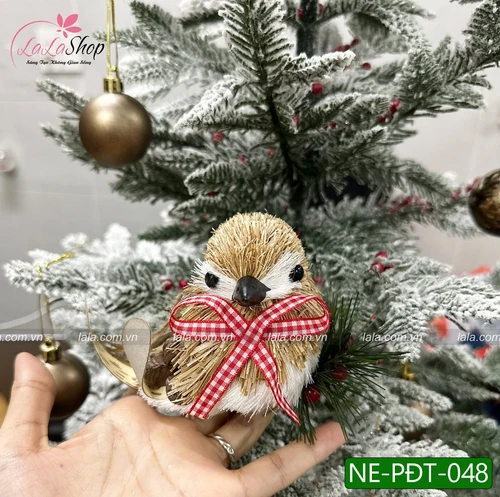 Chim sẻ rơm giáng sinh treo cây thông trang trí noel 048