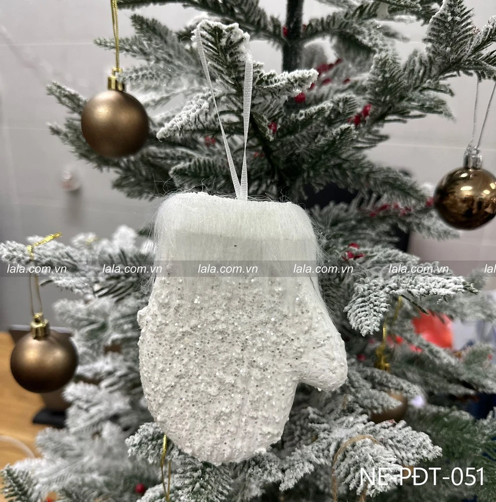 Găng tay tuyết trắng 11cm trang trí giáng sinh