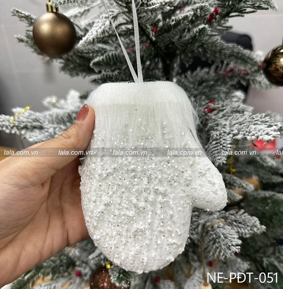 Găng tay tuyết trắng 11cm trang trí giáng sinh