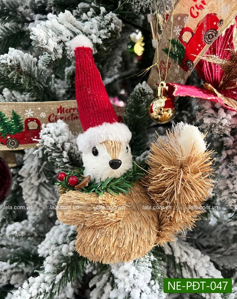 Sóc rơm đáng yêu treo cây thông trang trí giáng sinh 047
