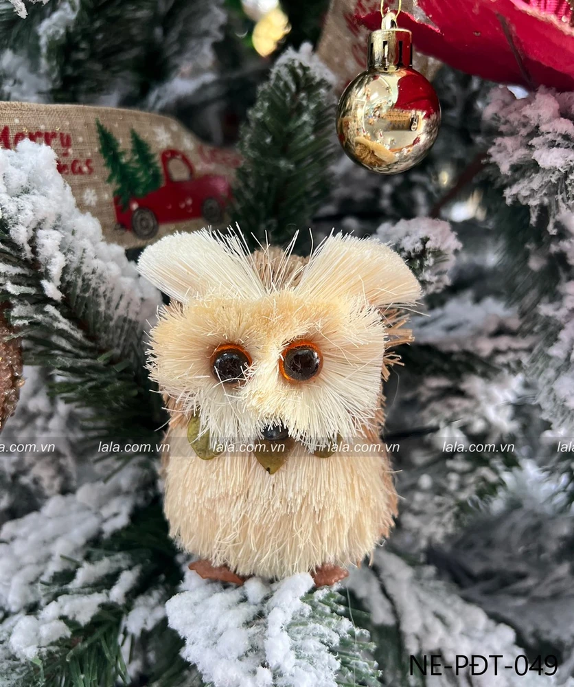 Chim cú rơm giáng sinh treo cây thông trang trí noel 049