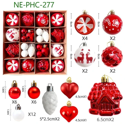 Hộp 40 châu giáng sinh đủ loại phủ kim tuyến 277