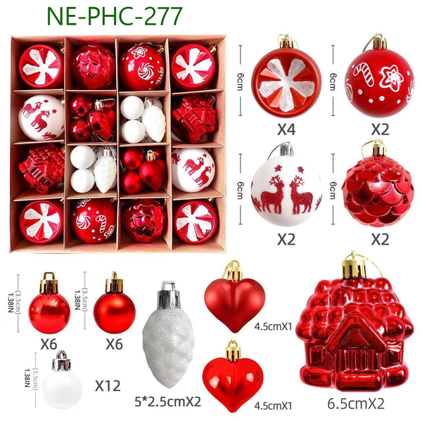 Hộp 40 châu giáng sinh đủ loại phủ kim tuyến 277