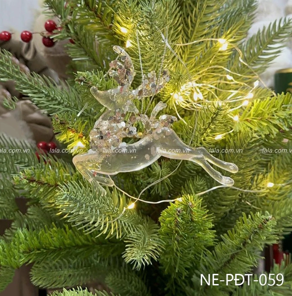 Phụ kiện treo tuần lộc giáng sinh trong suốt kim tuyến mẫu 59