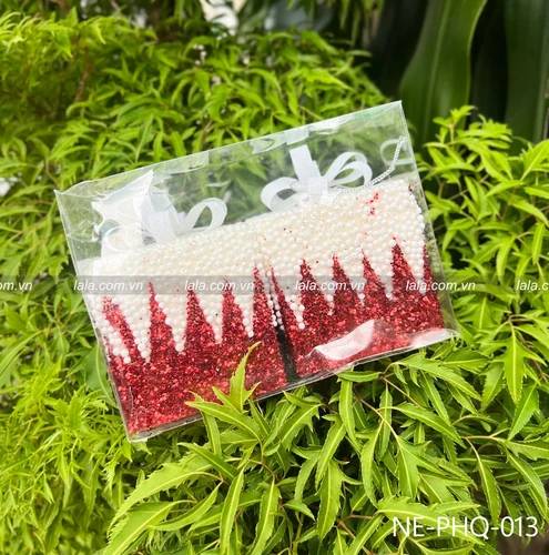 Set 2 hộp quà đỏ kim tuyến treo cây thông noel