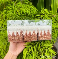 Set 3 hộp quà nâu nhỏ kim tuyến treo cây thông noel