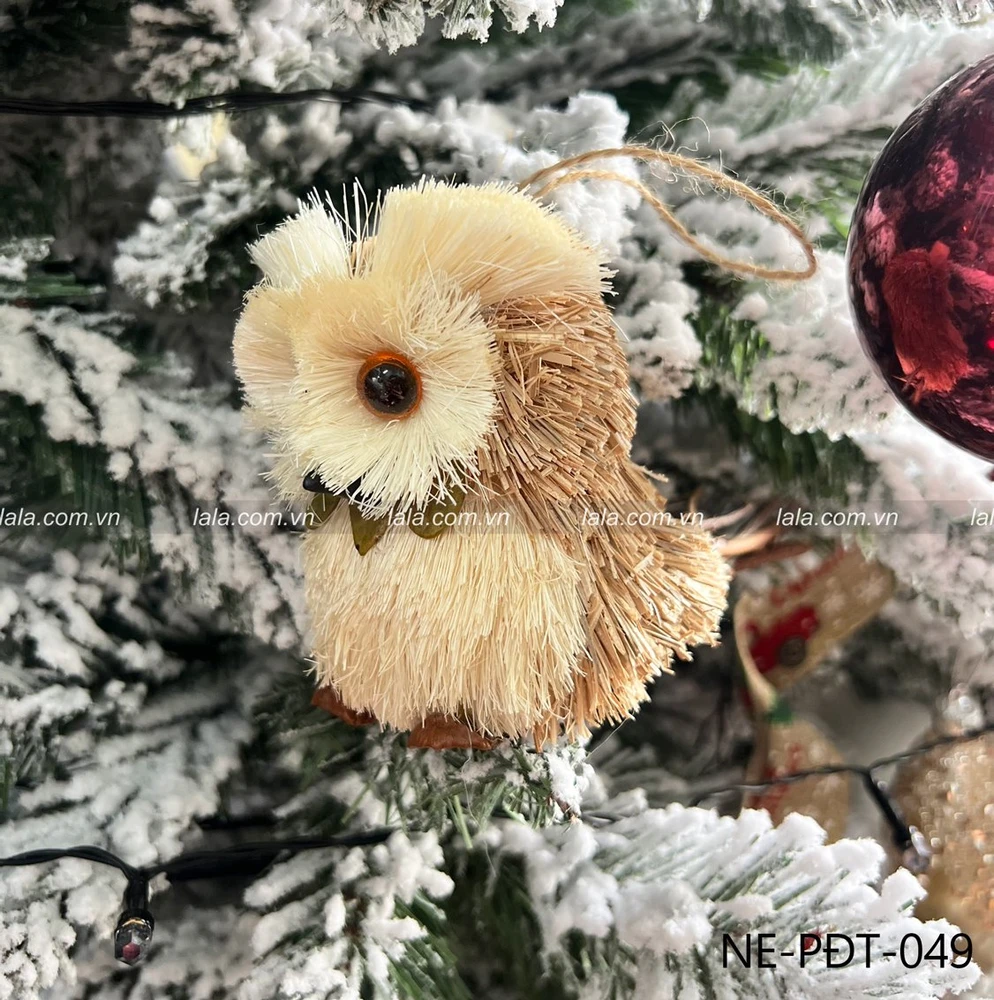 Chim cú rơm giáng sinh treo cây thông trang trí noel 049