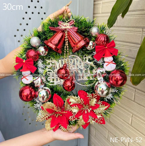 Vòng nguyệt quế trang trí Noel Merry Christmas 15 - 30cm