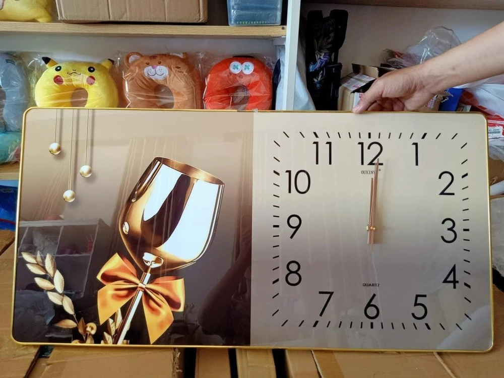 Tranh Đồng Hồ Treo Tường UV Pha Lê Bóng Ly Nghệ Thuật