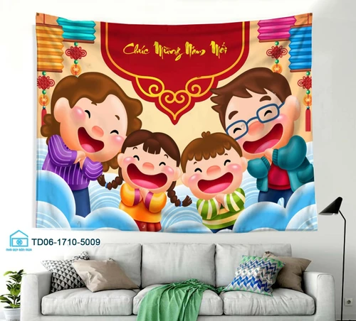 Tranh vải treo tường trang trí tết chúc mừng năm mới mẫu 2