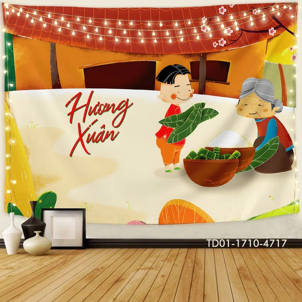 Tranh vải treo tường trang trí tết hương xuân