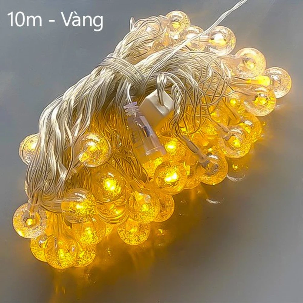 Dây đèn bi bọt 10m dây trắng có đầu nối dài 220v