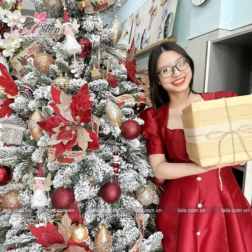 Cây thông noel Levo Phủ Tuyết Cành Treo Cao 2m full phụ kiện