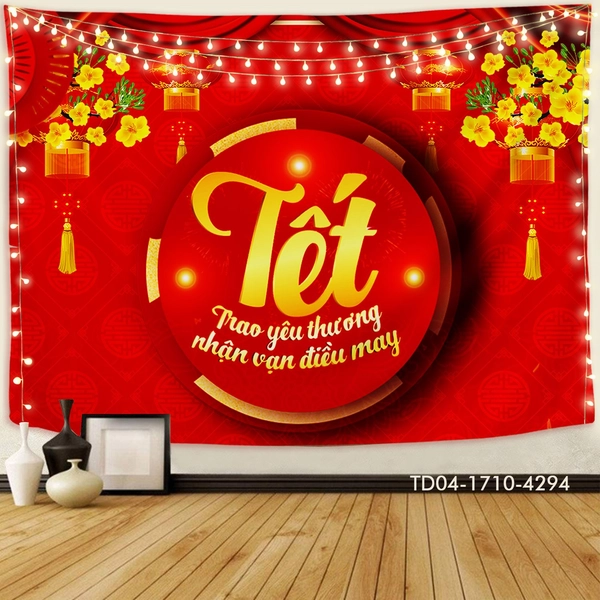 Tranh vải treo tường trang trí tết trao yêu thương