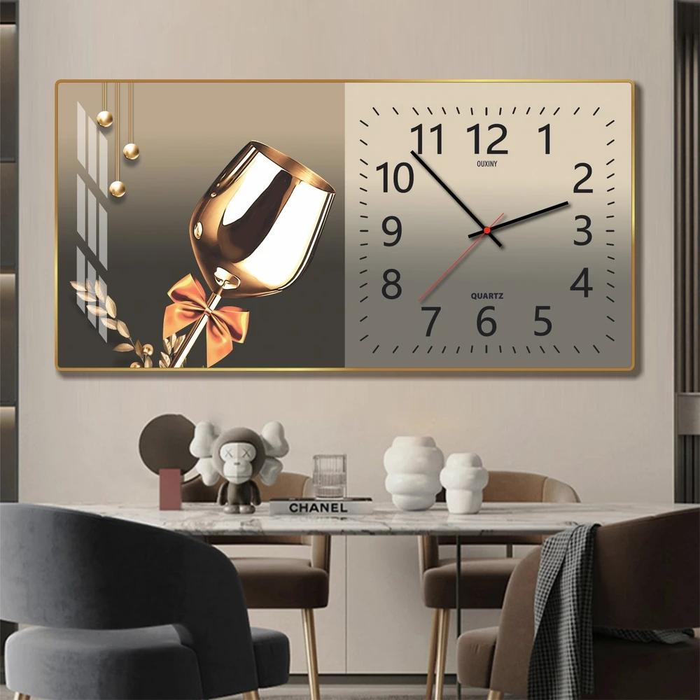 Tranh Đồng Hồ Treo Tường UV Pha Lê Bóng Ly Nghệ Thuật