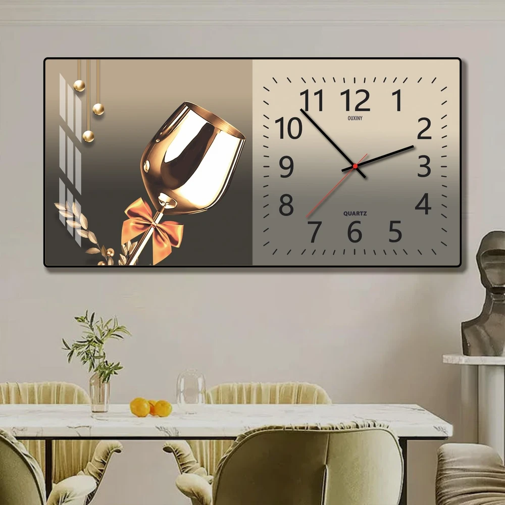 Tranh Đồng Hồ Treo Tường UV Pha Lê Bóng Ly Nghệ Thuật