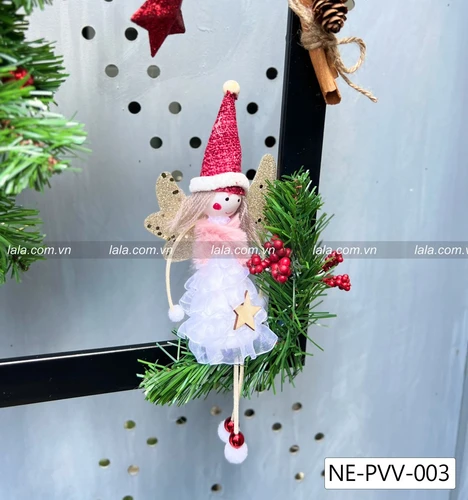 Khung lá thông 25x35cm Full phụ kiện trang trí giáng sinh Tặng kèm đèn LED 003