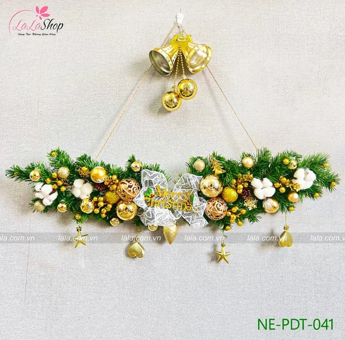 Dây thông 1m full phụ kiện cao cấp treo trang trí noel mẫu 041 - Tặng kèm đèn LED