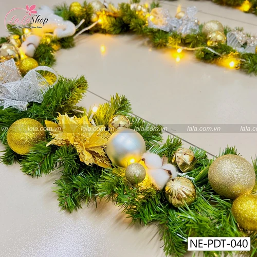 Dây thông 2m7 full phụ kiện cao cấp trang trí noel mẫu 038 tặng kèm đèn LED