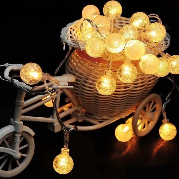 Dây đèn bi bọt 10m dây trắng có đầu nối dài 220v